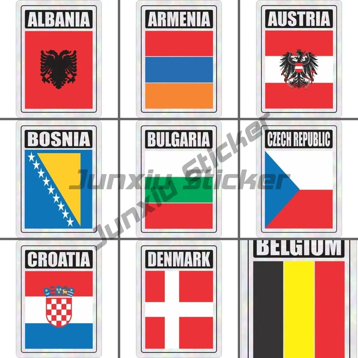 

Vertical European Flag ALBANIA ARMENIA AUSTRIA BELGIUM BOSNIA CROATIA and Other Reflective Self-adhesive Vinyl Stickers