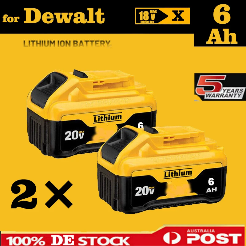 Screwdriver battery for dewalt 20v dcf850 DCF887 tools compatible DCB200 DCB182 DCB609 DCB184 batteries 6.0Ah dcb112 dcb102