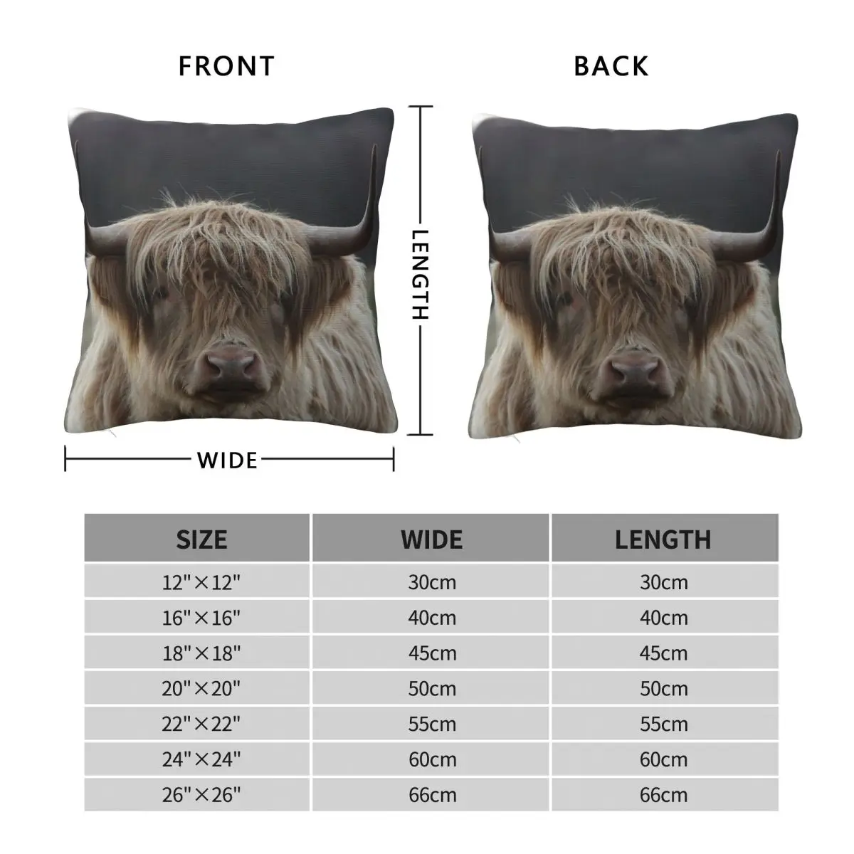 Highland Cattle Pillowcase Polyester Linen Velvet Printed Zip Decorative Bed Cushion Cover