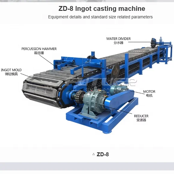 Scrap Metal Melting Furnace for Zinc Copper Aluminum Ingots Continuous Casting Machine for Automatic Ingot Production