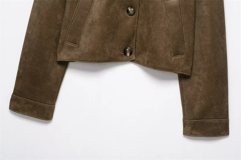 Women's Jacket 2025 New Faux Leather Suede Texture Effect Top Autumn and Winter Retro Fashion Women's Leather Jacket