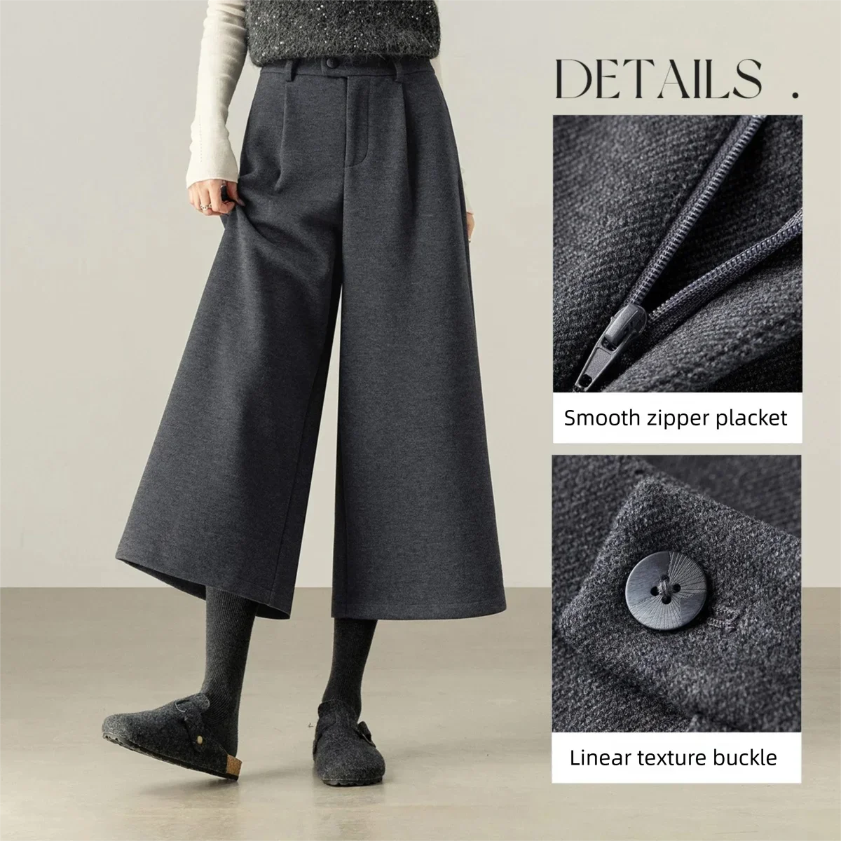 SENTUBILA Commuter Wide Leg Pants Women 2025 Winter Knitted Elastic Waist Solid Long Trouser Losse Warm Women Clothes 154KD5021