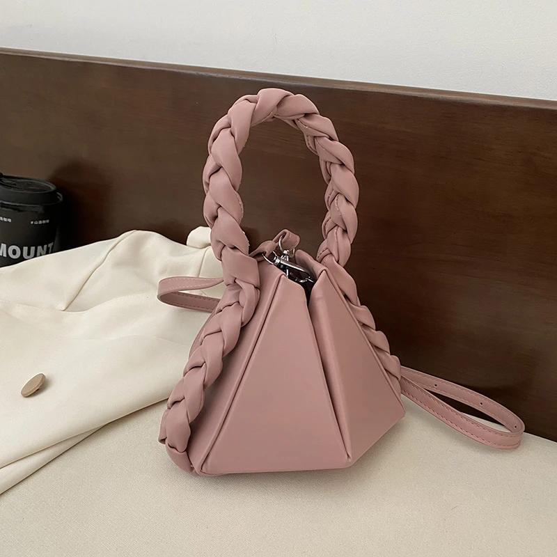 PU Unique Design Square Shoulder Bags Solid Triangle High Quality Hand Bags for Women 2024 Fashion Versatile Designer New Style