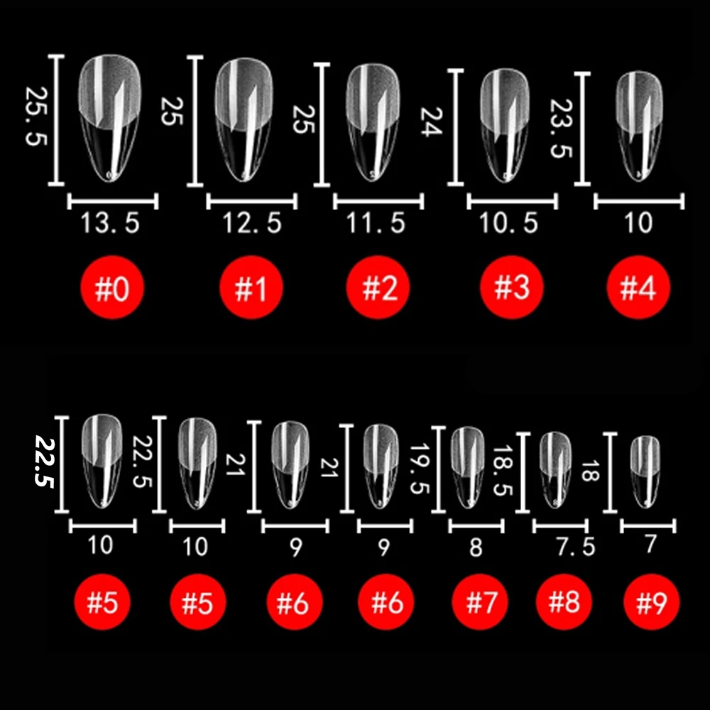 Punte per unghie medie alla mandorla, 120 pezzi di gel morbido semi opaco x unghie, 12 dimensioni Stampa su punte per unghie acriliche Unghie