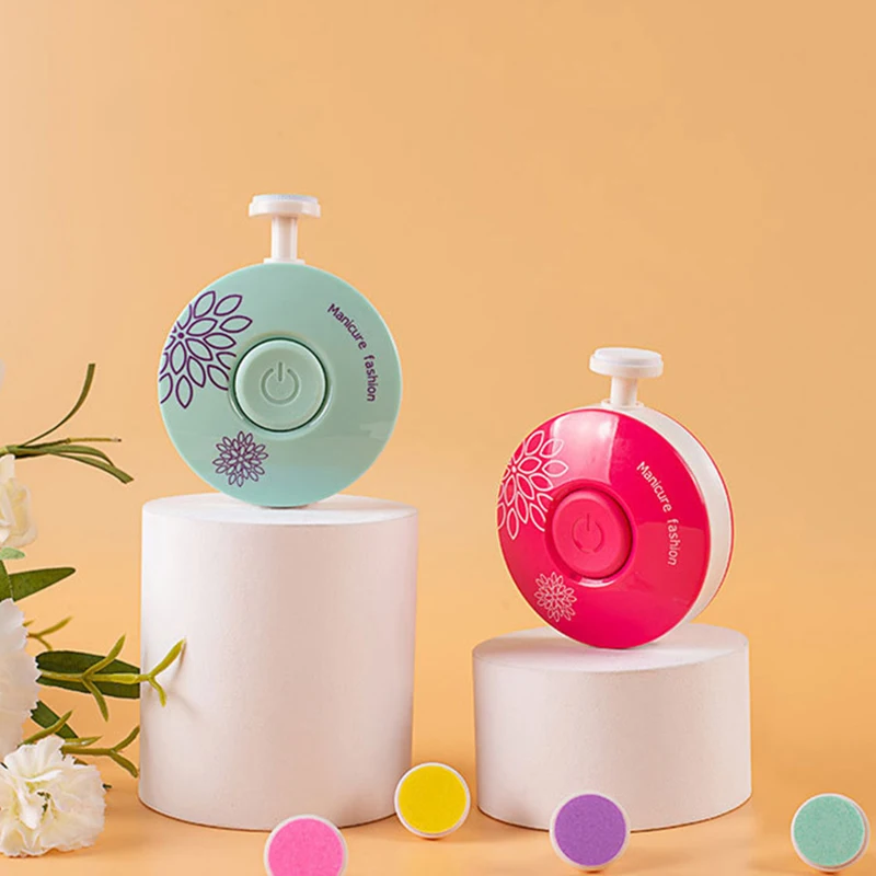 ベビーネイルケアトリマー電動子供ネイルペディキュアバリカンカッター幼児ポリッシャーはさみ-6-個研削ヘッド新生児用