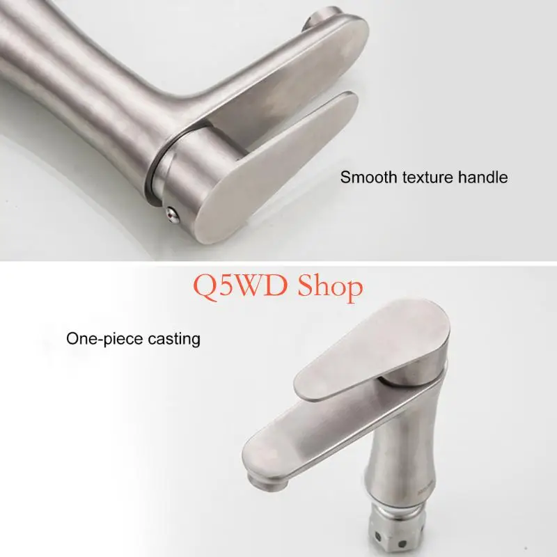 

Q5WD Нержавеющая сталь Кран для холодной воды Смеситель с одним рычагом Смеситель для ванной комнаты с одним отверстием и кран