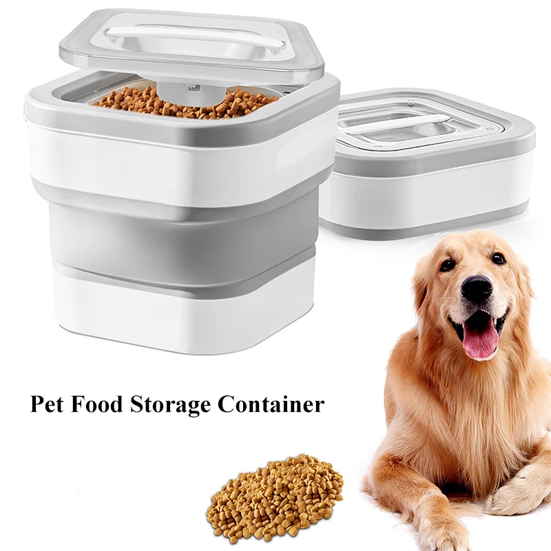 

Pet Food Storage Container, Dog Food Storage Bin 5-15LBS Capacity, Collapsible Airtight Dog Food Containers with Clear Lid