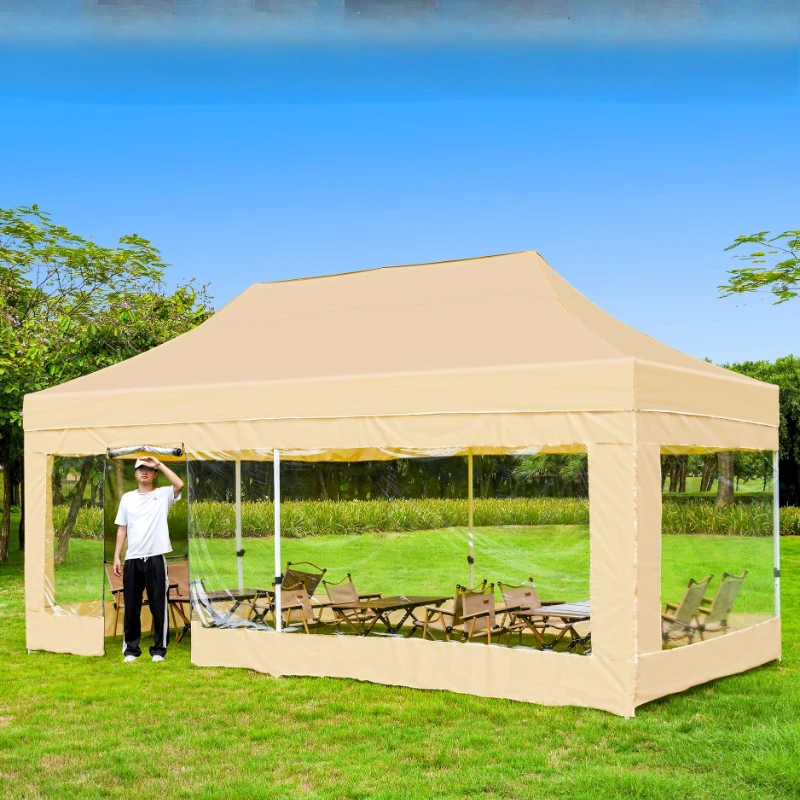 

Wrapped awning thickened four-legged umbrella outdoor telescopic transparent awning rain