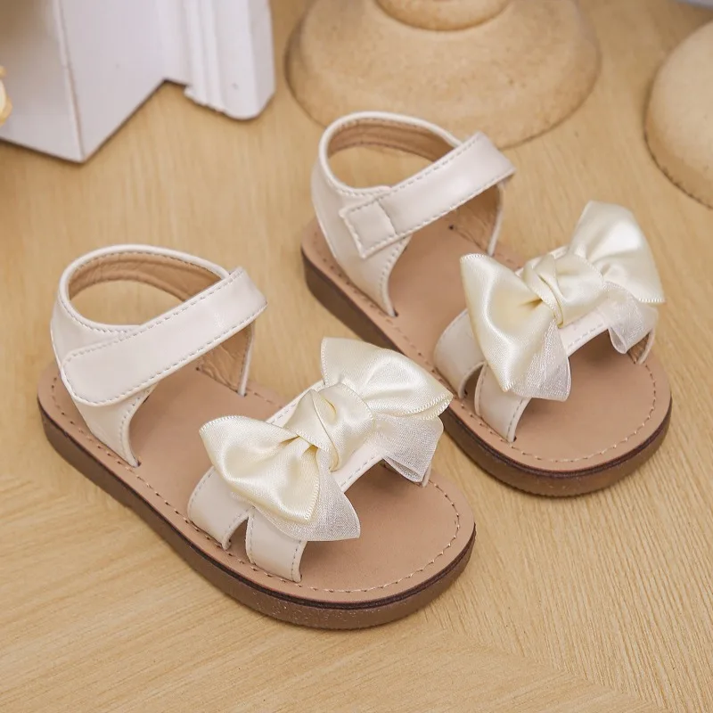 

2025 Summer Kids' Butterfly Bow Open-Toe Sandals - Korean Style Soft Sole Princess Beachwear for Girls Ages 3-12 kids shoes