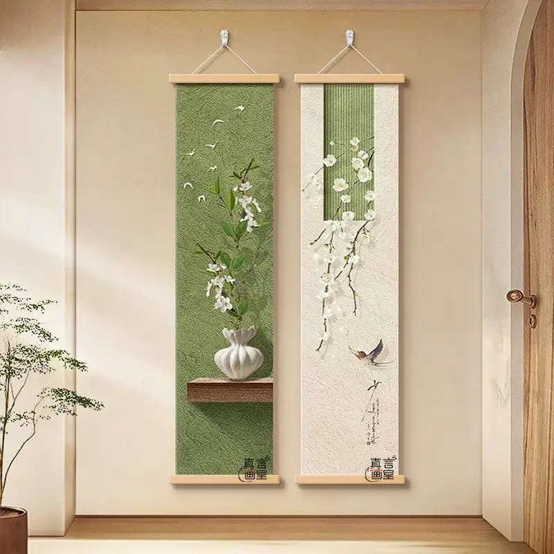 Zen Japanese  Landscape Tapestry Wall Hanging, Canvas Art for Tea Room Corridor Living Room Study Background Decor Aesthetic