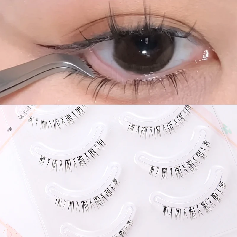 Natural Lower Eyelashes 5 Pairs Long-lasting False Eyelashes Soft Handmade Clear Band Under Fake Lashes Extension Korean Makeup