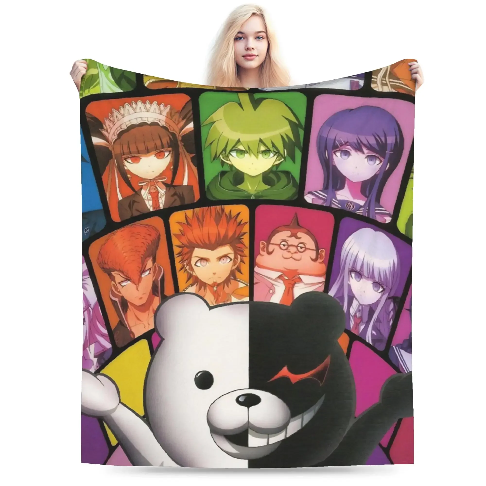 بطانية Danganronpa Monokuma فائقة النعومة من الصوف لأريكة السرير الشتوية في الهواء الطلق مثالية للطلاب والمعجبين