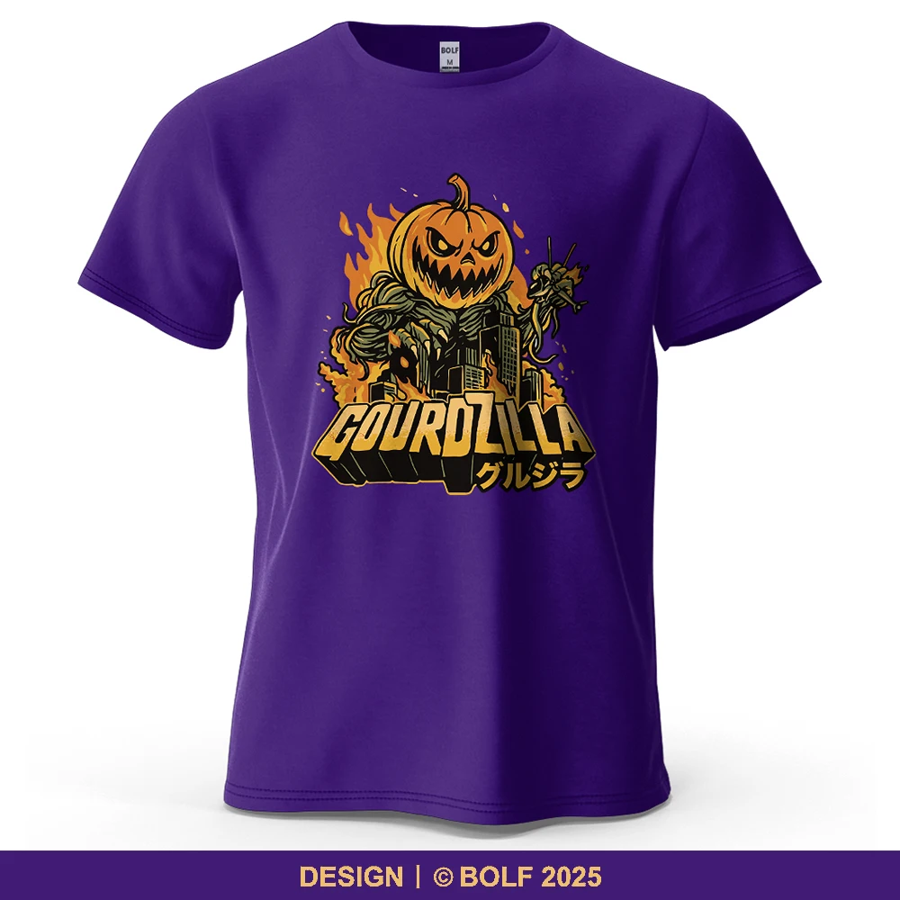 Pumpkin Monster Vibe Halloween bedrucktes Herren-T-Shirt aus 100 % Baumwolle, übergroße, wilde Grafik-T-Shirts für Damen, Tops, T-Shirts, Streetwear
