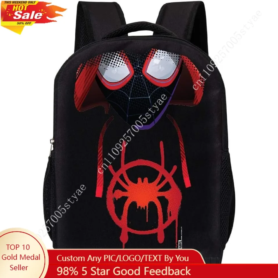 Marvel Spiderman Backpack Bookbag Featuring Miles Morales Suit Design Large Backpack 16in