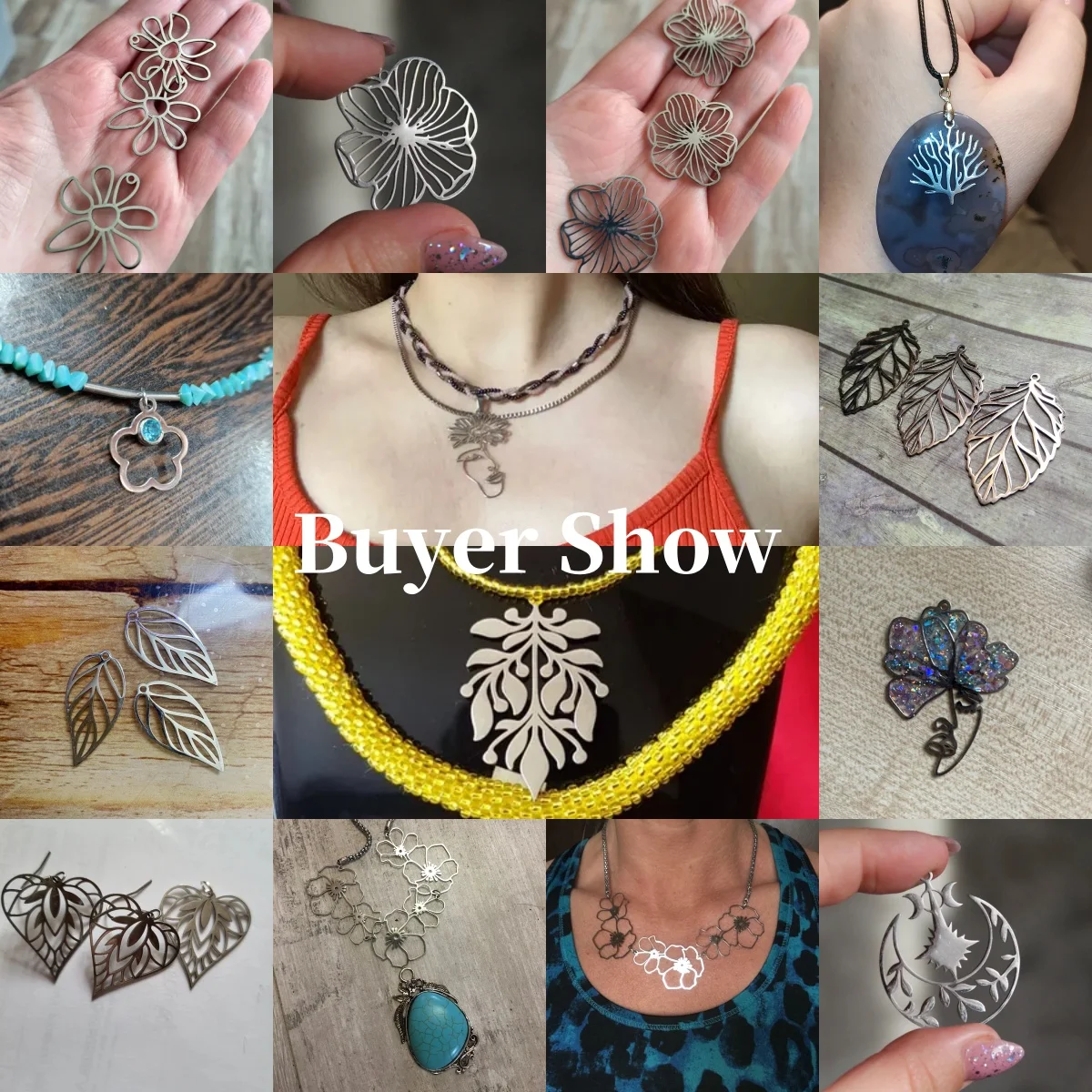 3 szt. DIY kolczyki frędzle moda wisiorek ze stali nierdzewnej liście kwiat urok do tworzenia biżuterii naszyjnik dla kobiet akcesoria — zdjęcie 7