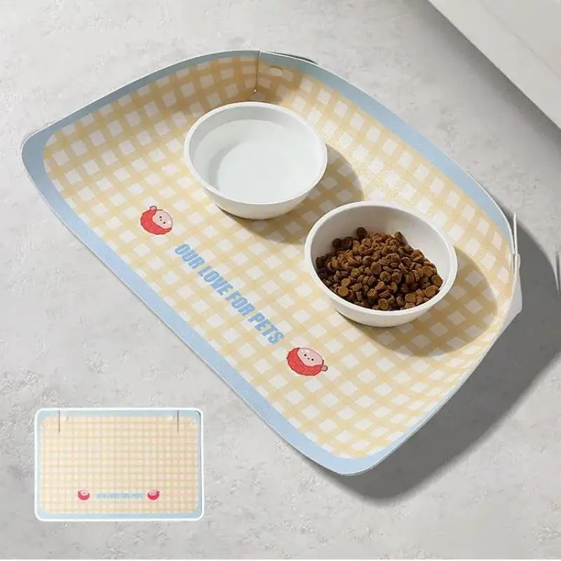 

PU Leather Pet Anti Spill Placemat Waterproof Oil Resistant Cat Bowl Mat Pet Feeding Mat Pet Food Feeding Pad