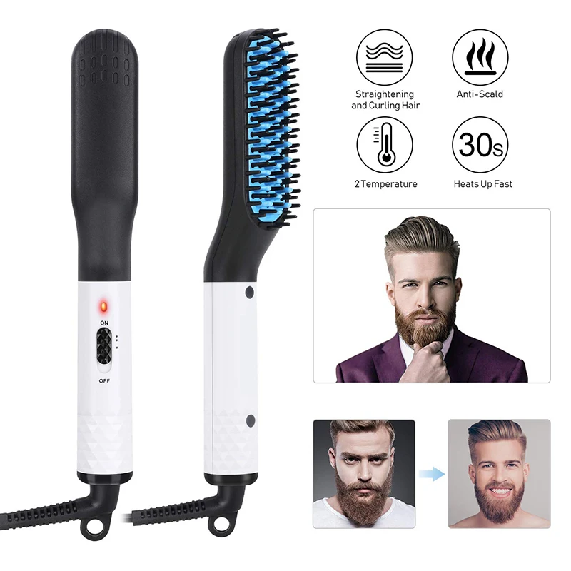 

Hot Comb Straightener Electric Negative Ion Heating Comb For Men Beard Hair Straightening Brush Wet Dry Use Quick Hair Styler