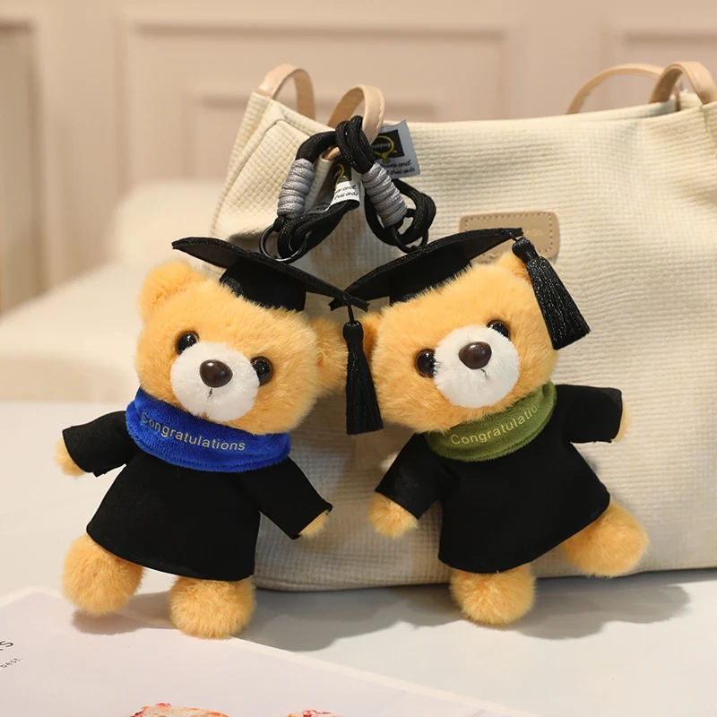 15CM Niedlicher Kleiner Absolvent Dr. Bär Plüsch-Anhänger Spielzeug Gefüllter Bär Kawaii Spielzeuge Lustiges Abschlussgeschenk Taschendekoration