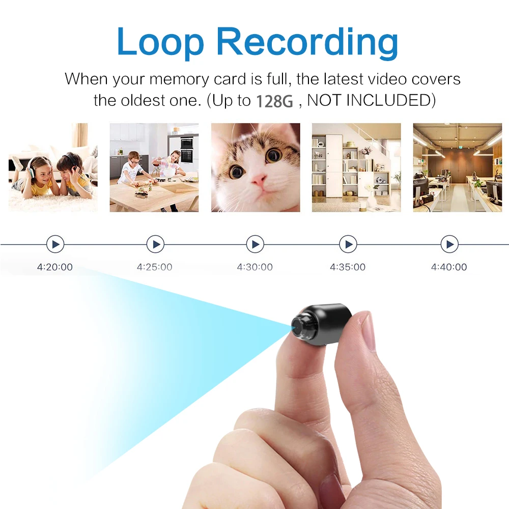 Mini caméra de surveillance intérieure WiFi HD 1080P, caméscope de sécurité, vision nocturne, détection de mouvement, enregistreur vidéo, moniteur