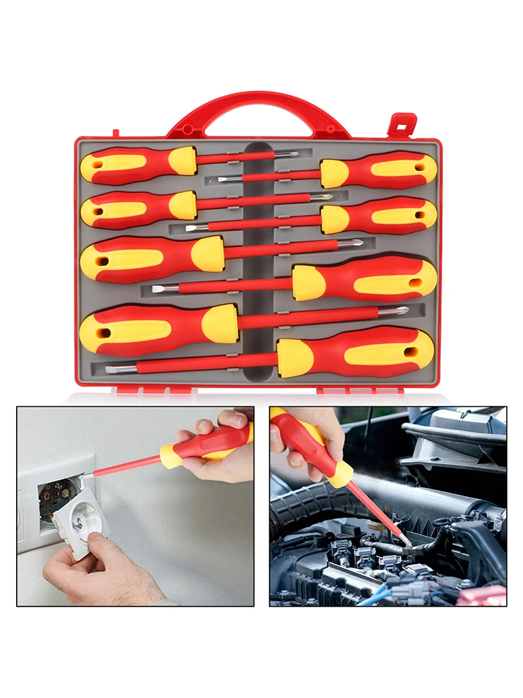 Con impugnature in TPR strumenti per elettricisti Set di cacciaviti isolati a testa singola magnetica da 8 pezzi Set di strumenti per cacciaviti isolati