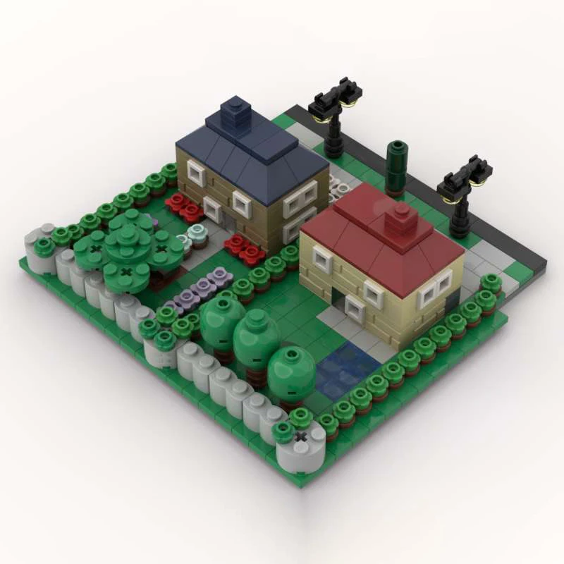 

429 шт. MOC модульные семейные домики 2 на 1 тарелка, простые 1 модульные строительные блоки, рождественский подарок, тонкие движения