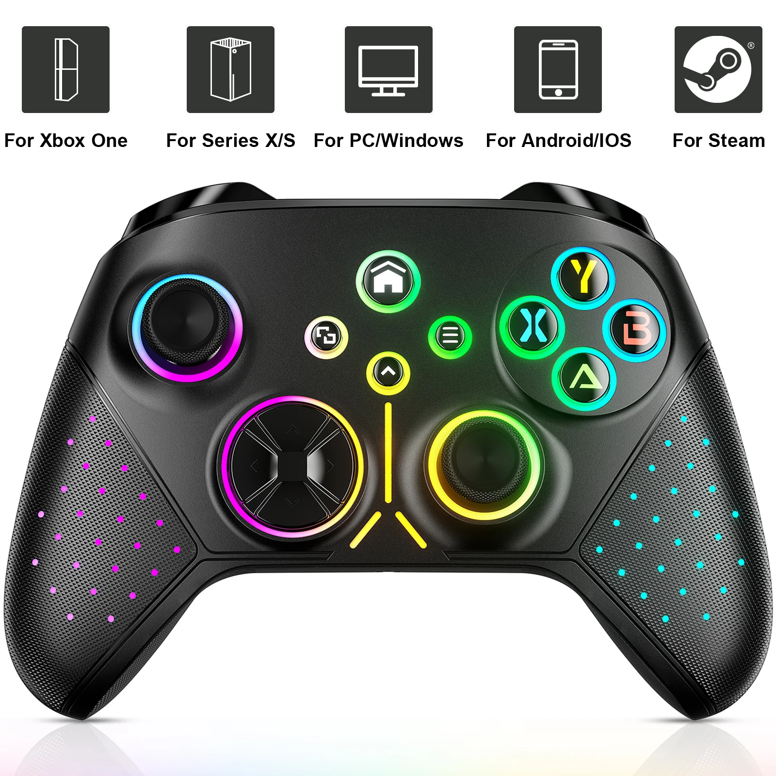 Kontroler Wi-Fi do Xbox One/Xbox One S/X/Series S/X PC, bezprzewodowy gamepad Bluetooth RGB z funkcją Turbo/programowaniem ruchów, joystick do gier. — 2