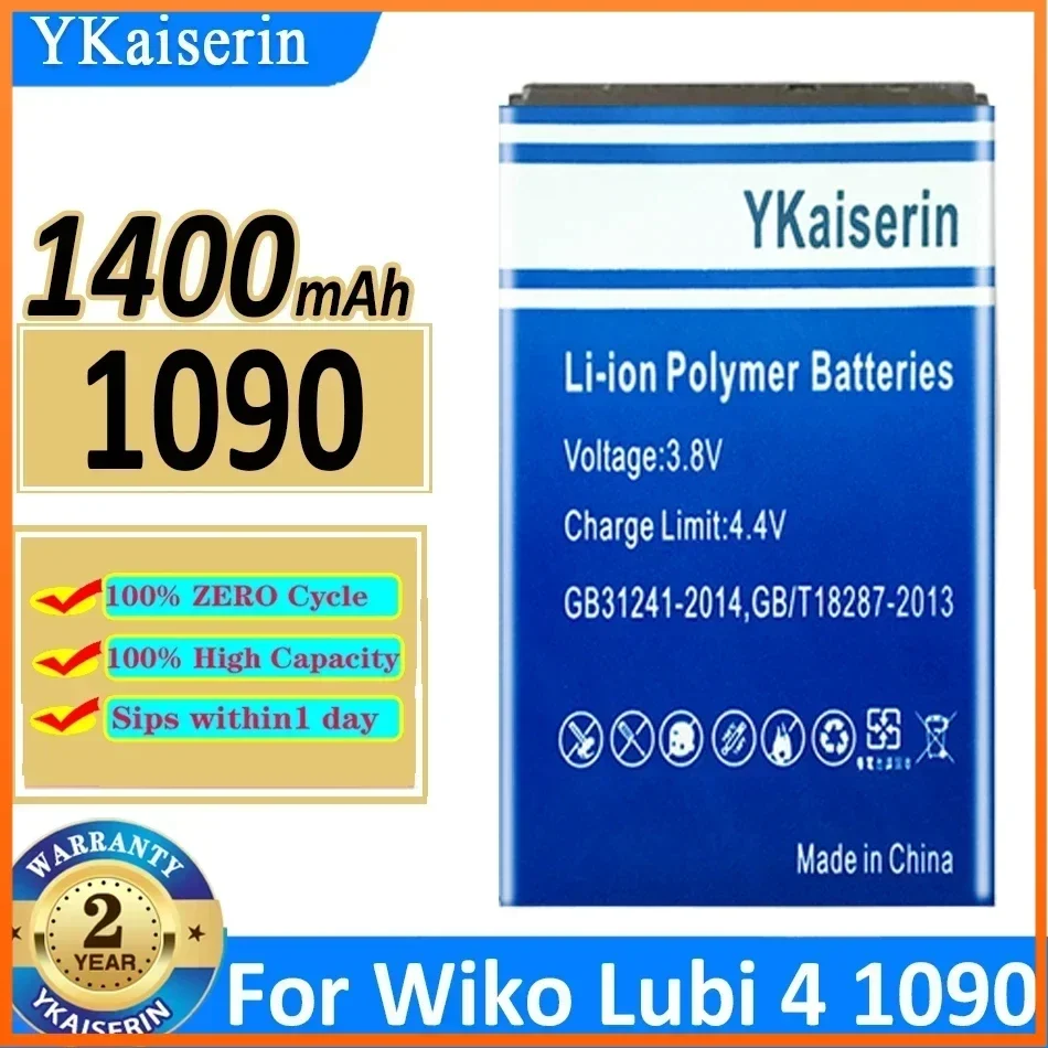 YKaiserin 1400mAh Battery for Wiko Lubi 4 Lubi4 1090 Moile Phone Batterie Bateria Warranty 2 Years + Track Code