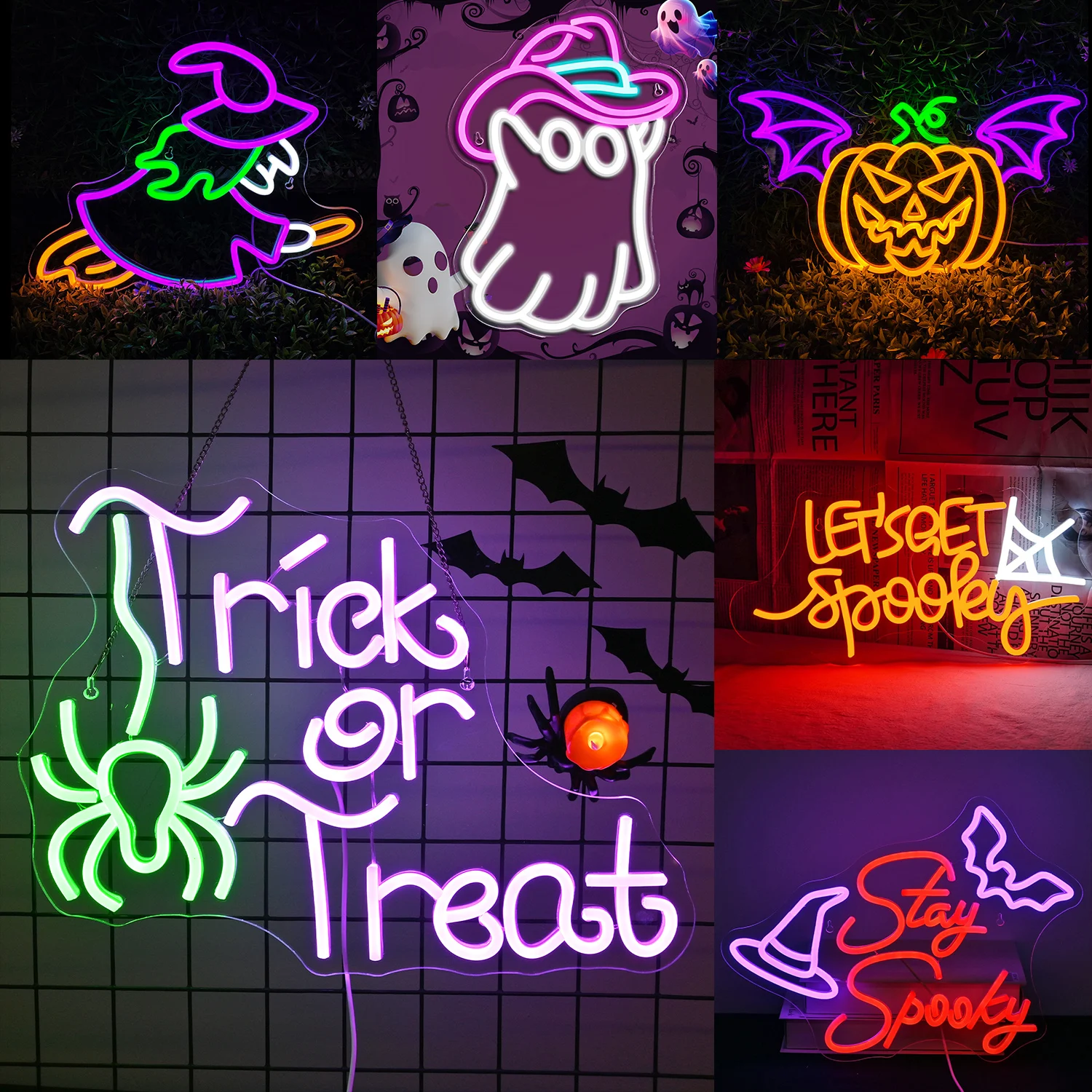 

Halloween Neon sign Pumpkin Neon light Ghost Neon sign Witch Neon Party Halloween Day Party Wall Bar Bedroom Decoration Gift