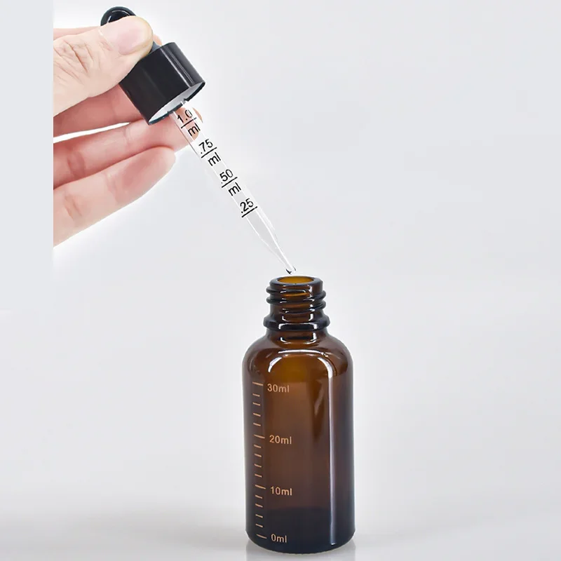 Dropper Bottles with Scale 5ml-100ml Reagent Eye Drop Amber Glass Aromatherapy Liquid Pipette Bottle Refillable Bottles Travel