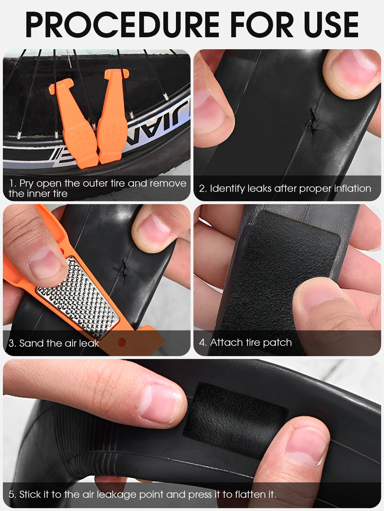 Bicycle Tire Patch Kit with Self Adhesive Patches No Glue Portable Puncture Repair for Inner Tube Emergency Tool MTB Road Bike