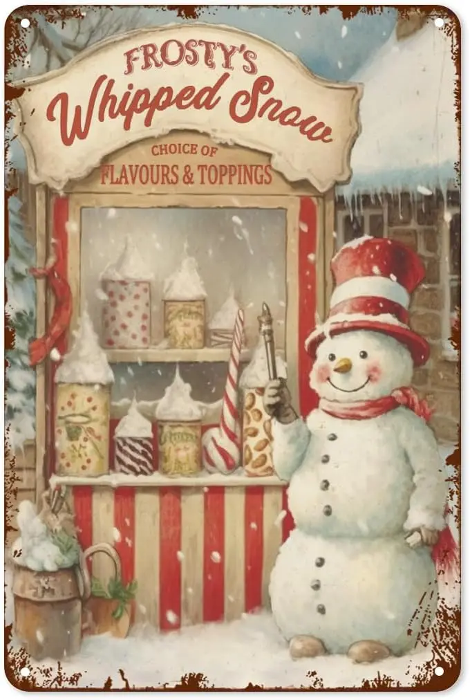 Frosty's Whipped Snow Sign Snowman Tin Sign Christmas Winter Vintage Metal Sign For Wall Poster For Home Kitchen Shop B sign