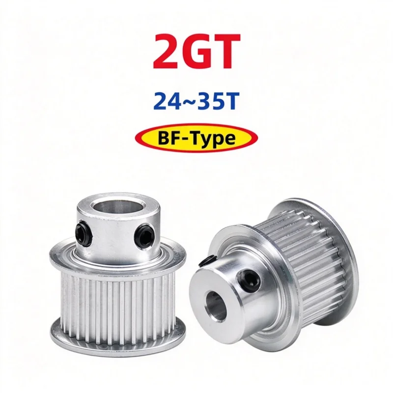 2GT Synchronous Wheels 3D Printer Pulley 24~35 Teeth BF-Type Bore 5/6/6.35/7/8/10/12mm Belt Width 6/10/mm 2M GT2 Timing Pulleys