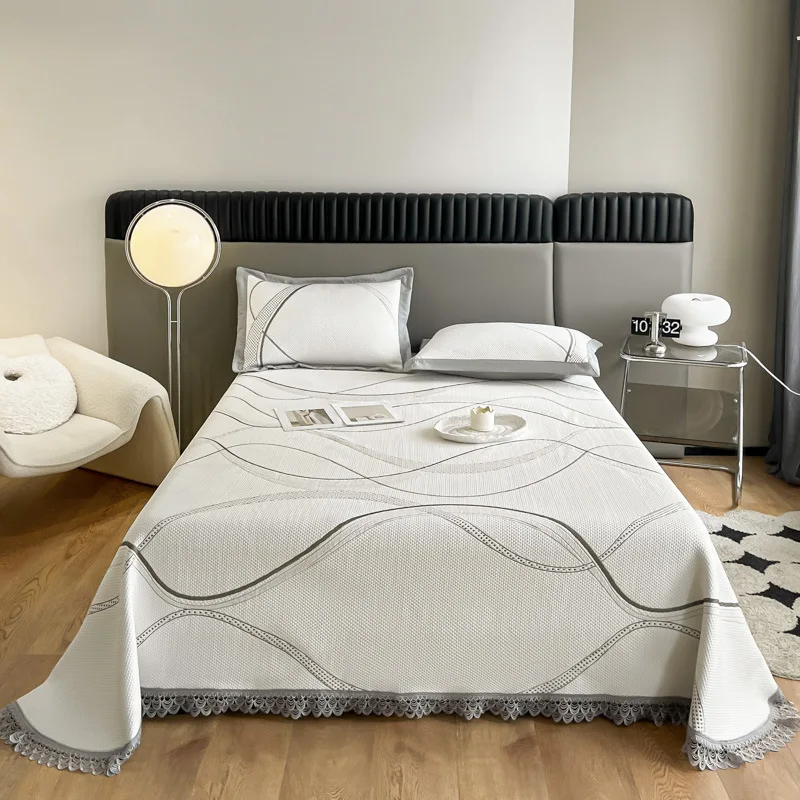 

Cool silk bed cover mat summer light luxury solid color foldable