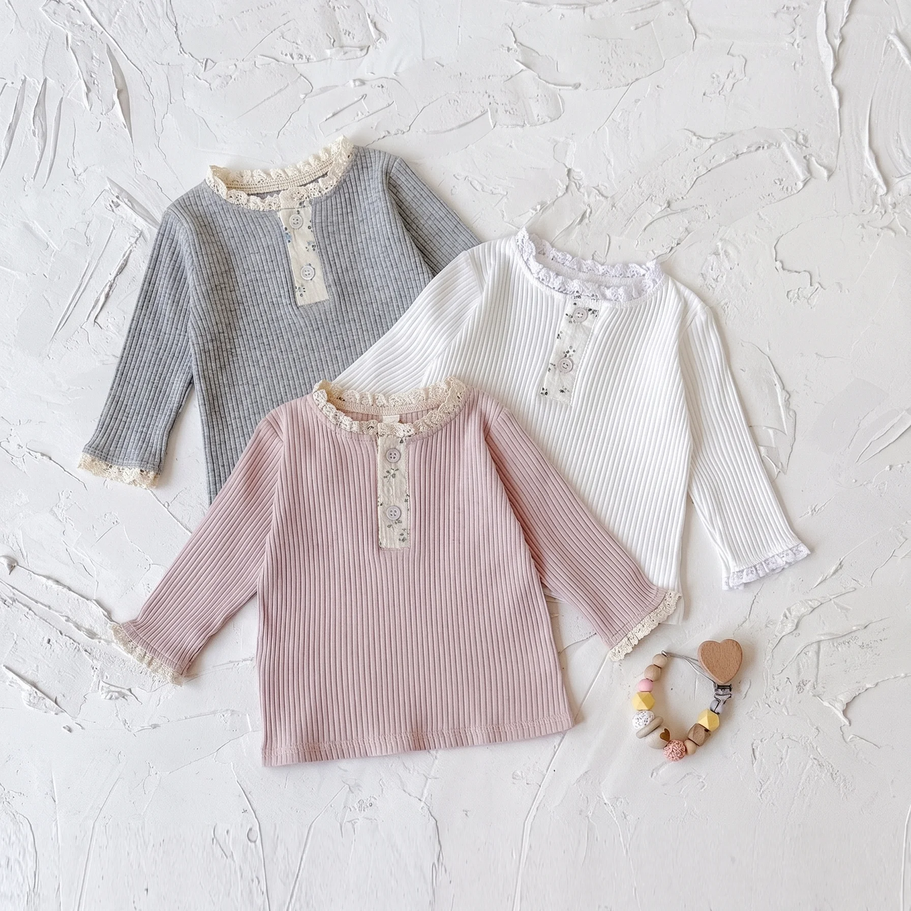 Herbst Mode Neugeborenen Baby Mädchen Kleidung Komfort Einfarbig Spitze Lange Ärmel Trendy Atmungsaktive Kinder Mädchen Koreanischen Stil – Detail 3