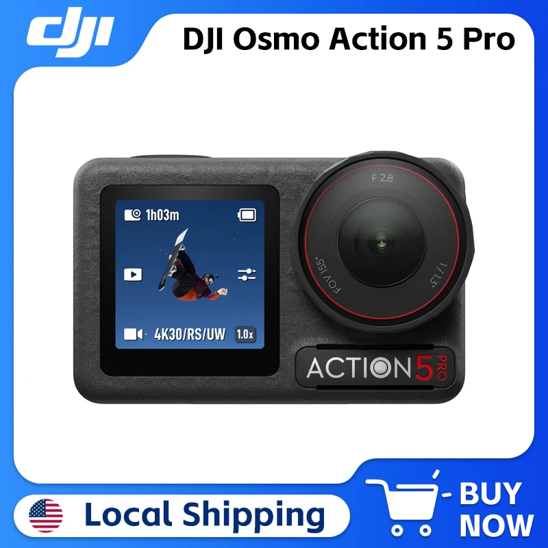 

DJI Osmo Action 5 Pro 1/1,3-дюймовый датчик, длительный срок службы батареи 4 часа, прочная стабилизация с 360 ° HorizonSteady Original на складе