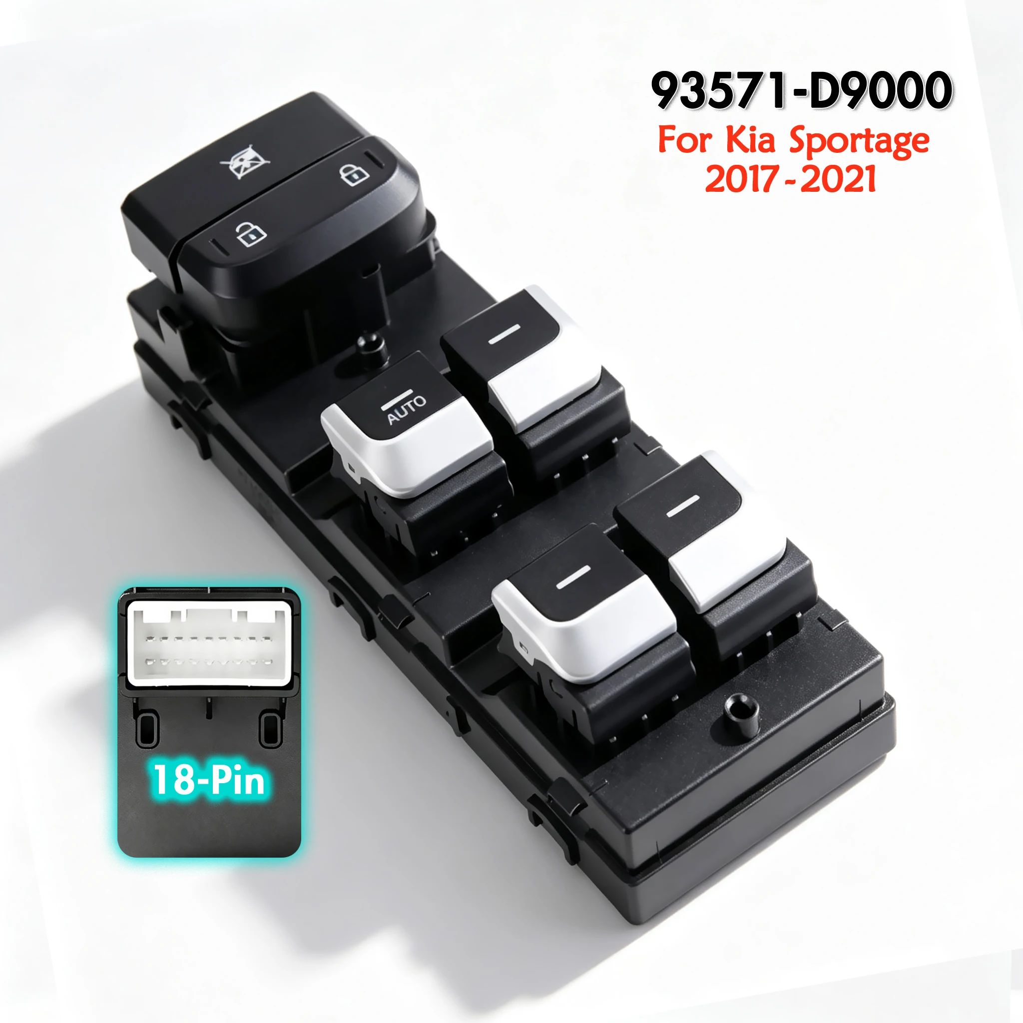 93571-D9000 For Kia Sportage 2017-2021,Front Left Hand Driver Electric Master Power Window Switch Glass Lifter Control Button