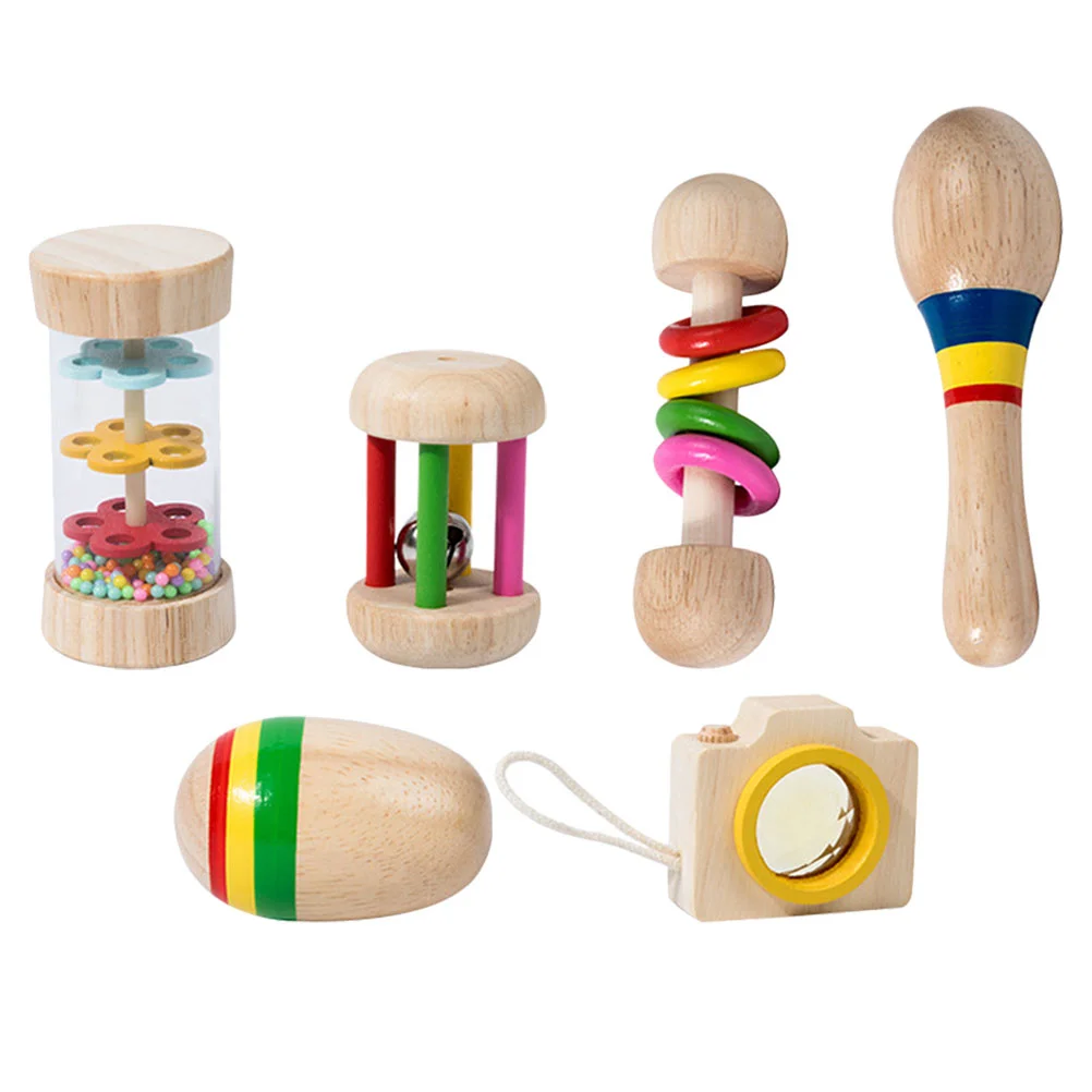 

Combination Hand Bell Set Newborn Wood Portable Wooden Rattles Toys