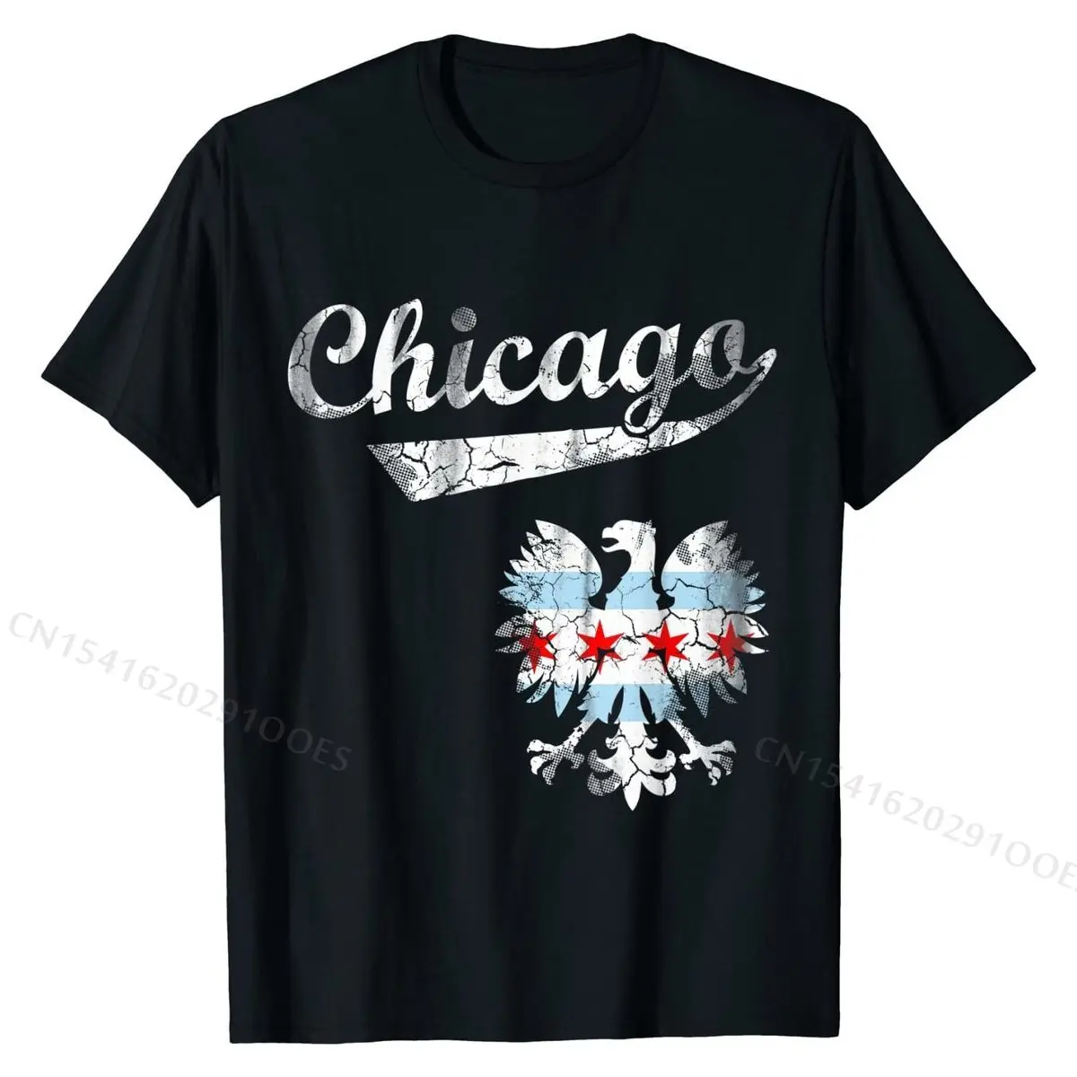 Chicago Polish Flag Poland Polska American T-Shirt Classic Youth Top T-shirts Brand New Cotton Tops Tees Slim Fit