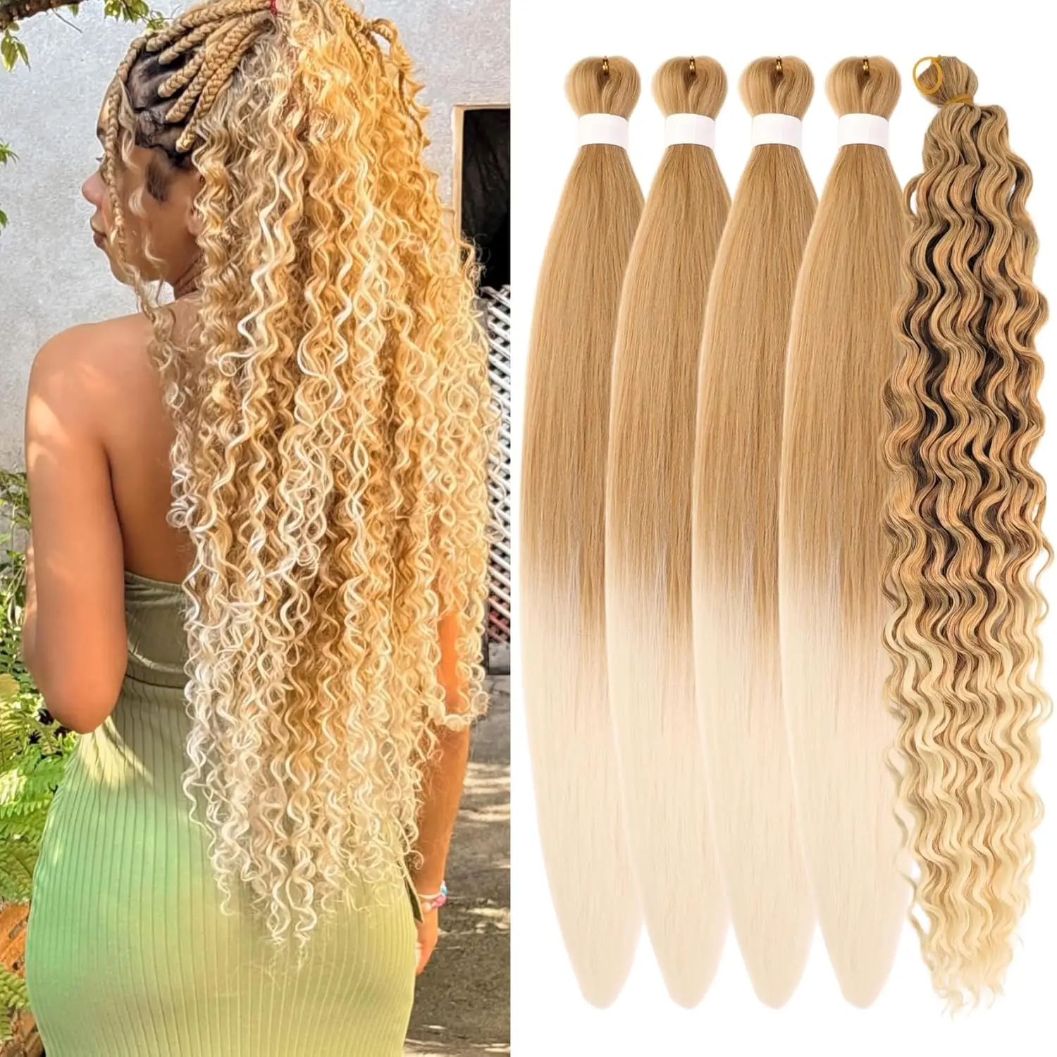 

Светлые плетеные волосы Предварительно растянутые медовые светлые волосы в стиле бохо для плетения Синтетические гипоаллергенные косы в стиле бохо Богемные косы