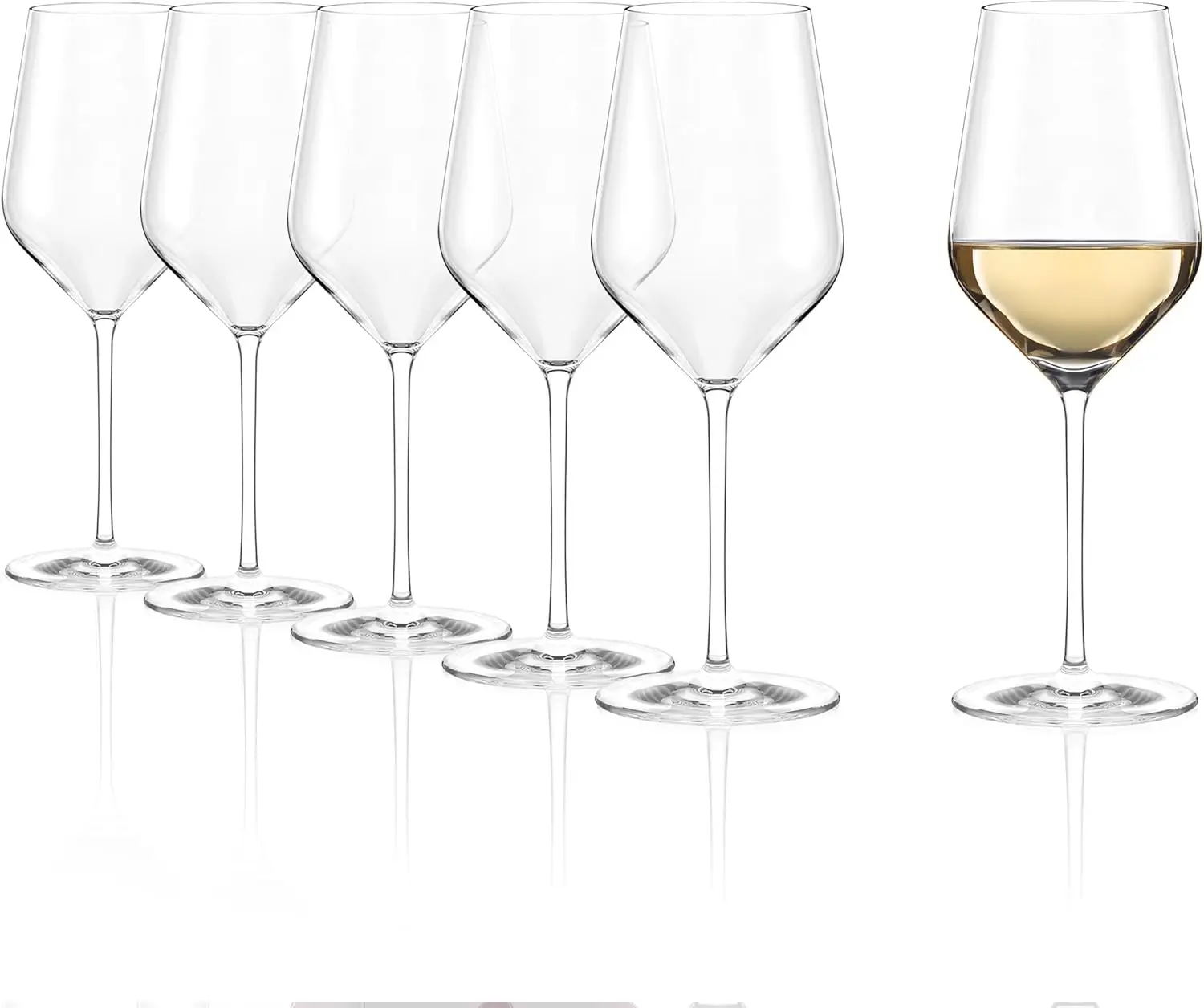 

White Wine Glasses Set of 6 (STARlight). Dishwasher Safe, Lead-Free Crystal ry Wine Glasses (13.75fl oz). Shatter-Resi