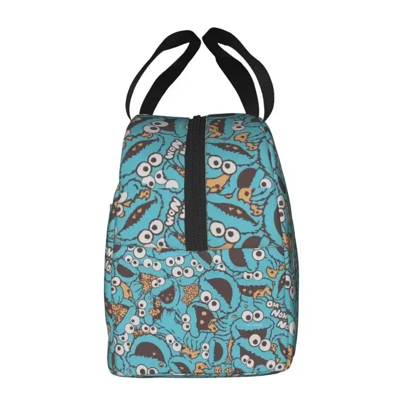 Cookie Monster Nom Nom Nom borsa termica per il pranzo Resuable Cartoon Sesame Street Thermal Cooler Bento Box bambini della scuola