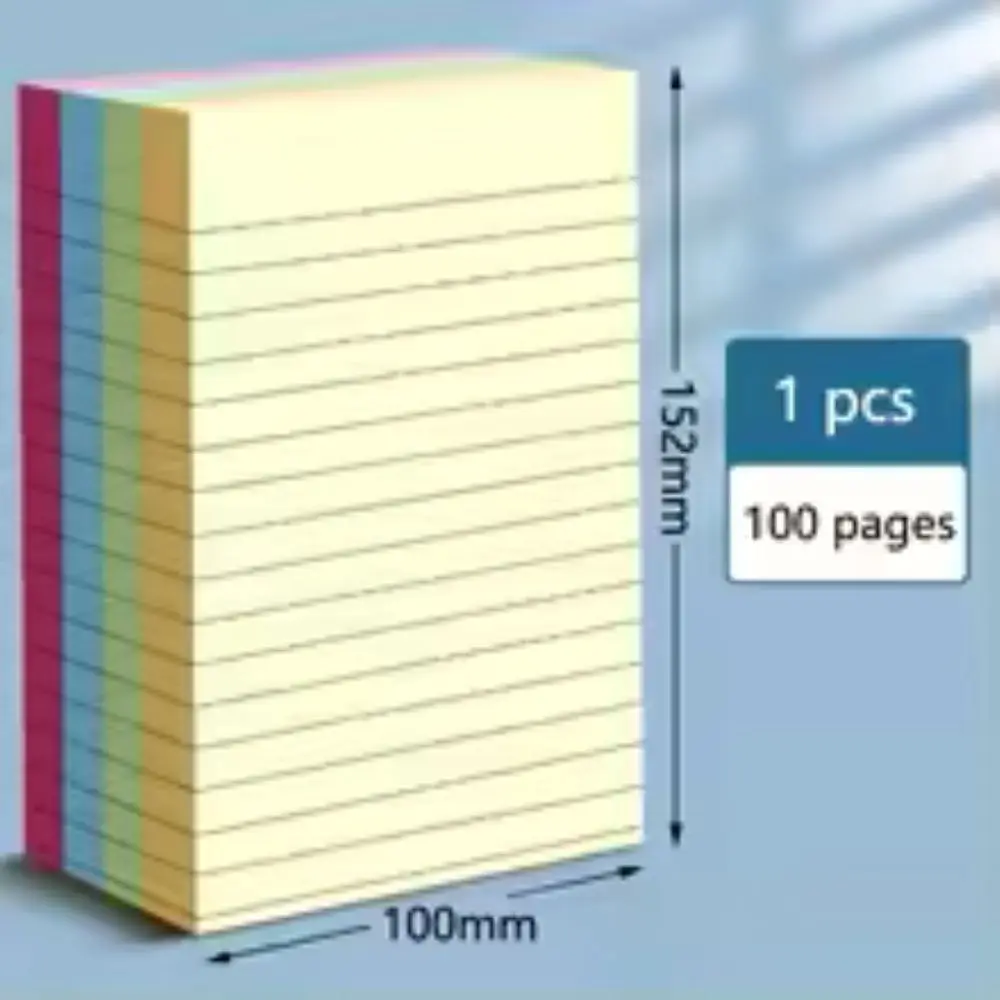 100/200 pagine di foglietti adesivi con linea orizzontale Quaderni di carta Note adesive per ufficio per studenti di grandi dimensioni