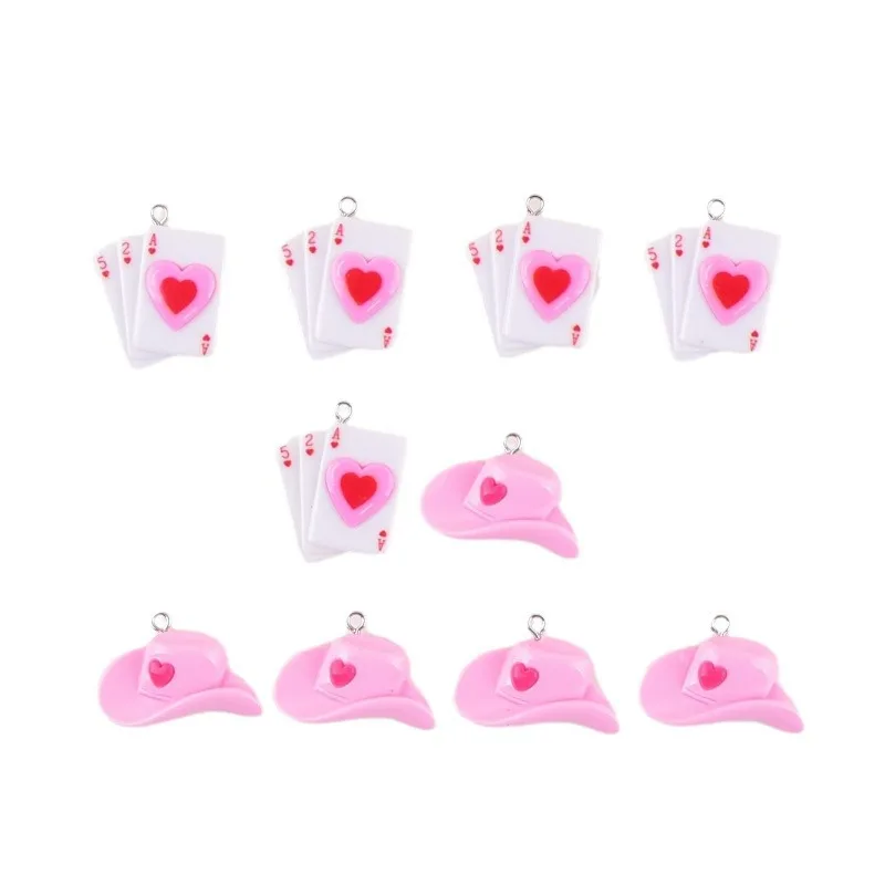 10Pcs Love poker Charms Hat Resin Accessories For Making Diy Bracelet Necklace Earrings  Keychain Handmade Accessories Supplies