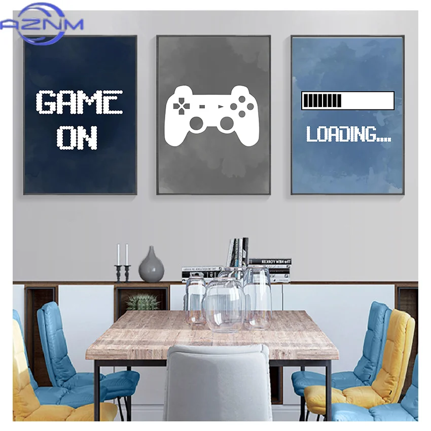 Nursery Boys Wall Decor , Gaming Party Poster Prints Child Boy Gifts Gaming Room Decoration Video Game Wall Art Canvas Painting