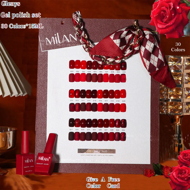 

Glenys 30 color nail polish glue, popular soaking gel, full-bodied, versatile, white matching color card, nail salon varnish set