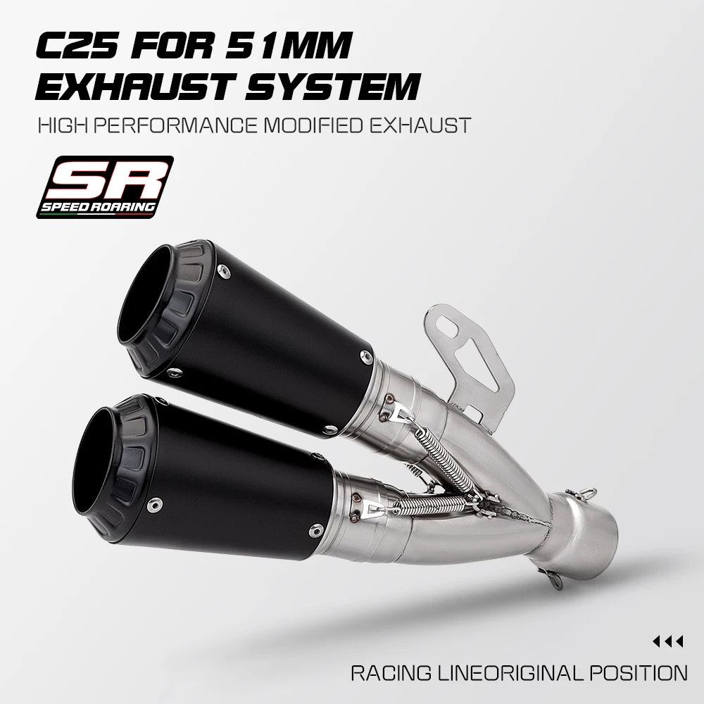 

High-Performance Stainless Steel Dual-Out Exhaust Pipe for CBR650 R3 R25 C25 Connected 51mm Tail Pipe