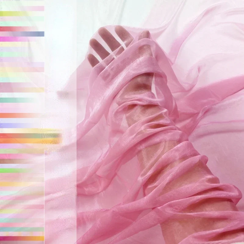 

Gradient Printed Pleated Chiffon Fabric Clothing for Dress Wedding Drapery Scene Layout Hanfu Polyester Material Cloth By Meter