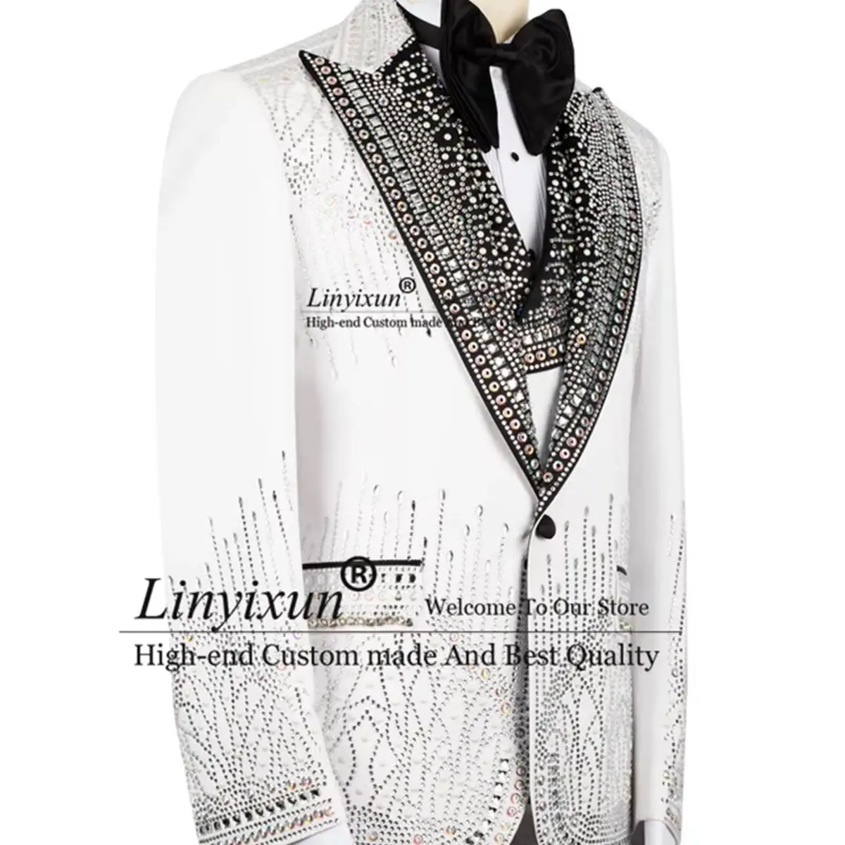 

Sparkl Jewelry Ornament Tuxedo Men Suit 3 Pieces Set Wedding Party ropa hombre Customized Slim Fit Groom Party Male Prom Blazers