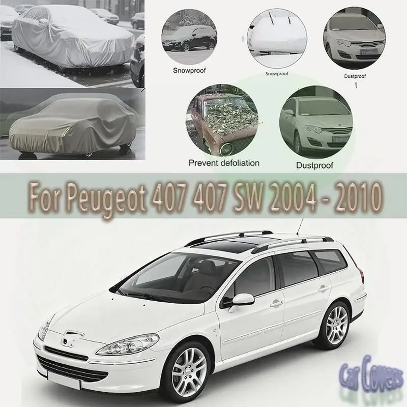 

Для наружной защиты, водонепроницаемый пылезащитный снежный чехол, солнцезащитный козырек для Peugeot 407 2004-2010, автомобильные чехлы