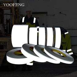 VOOFENG 3M High Silver Reflective TC Fabric Tape Sewing on Workwear Clothes Jackets 50 Meters Multi-Size